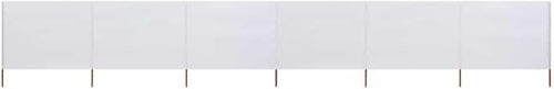 6-Panel White Wind Screen 800x80cm Outdoor Camping Privacy Divider