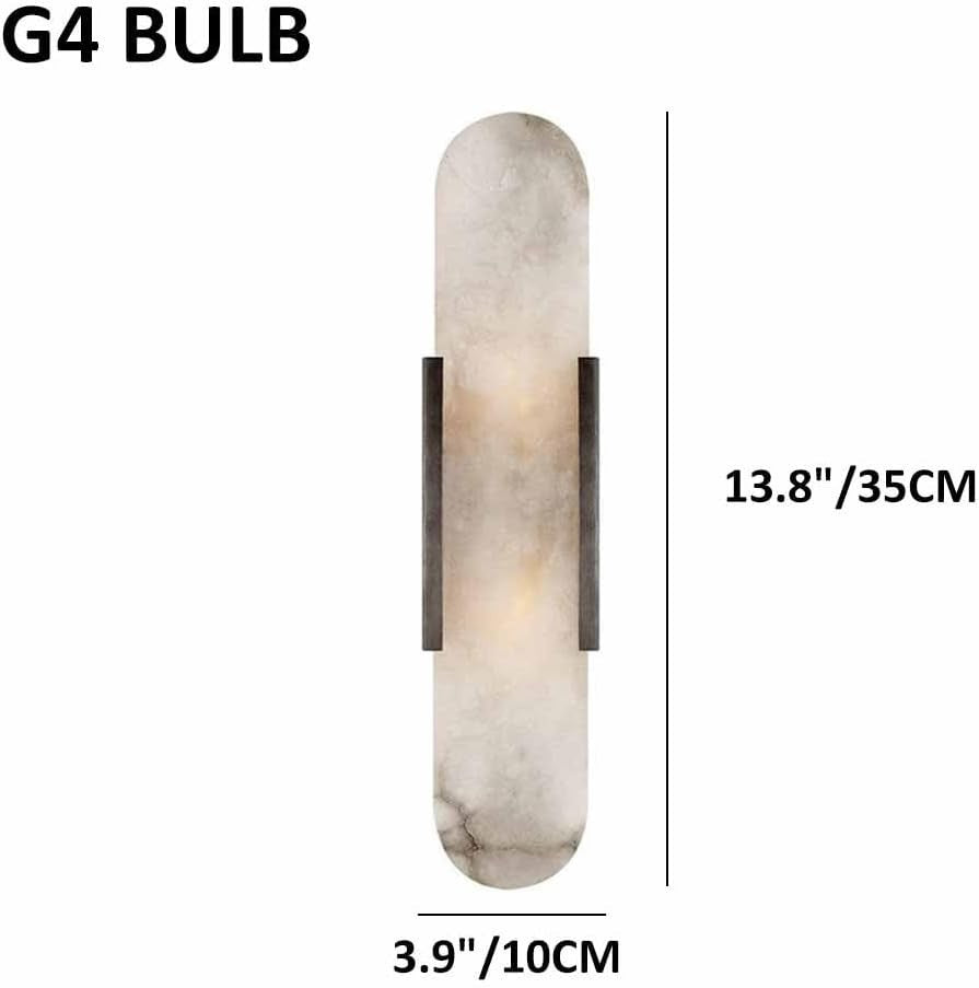 Marble Wall Sconces Set of 2 Black LED Bathroom Vanity Lights 35CM