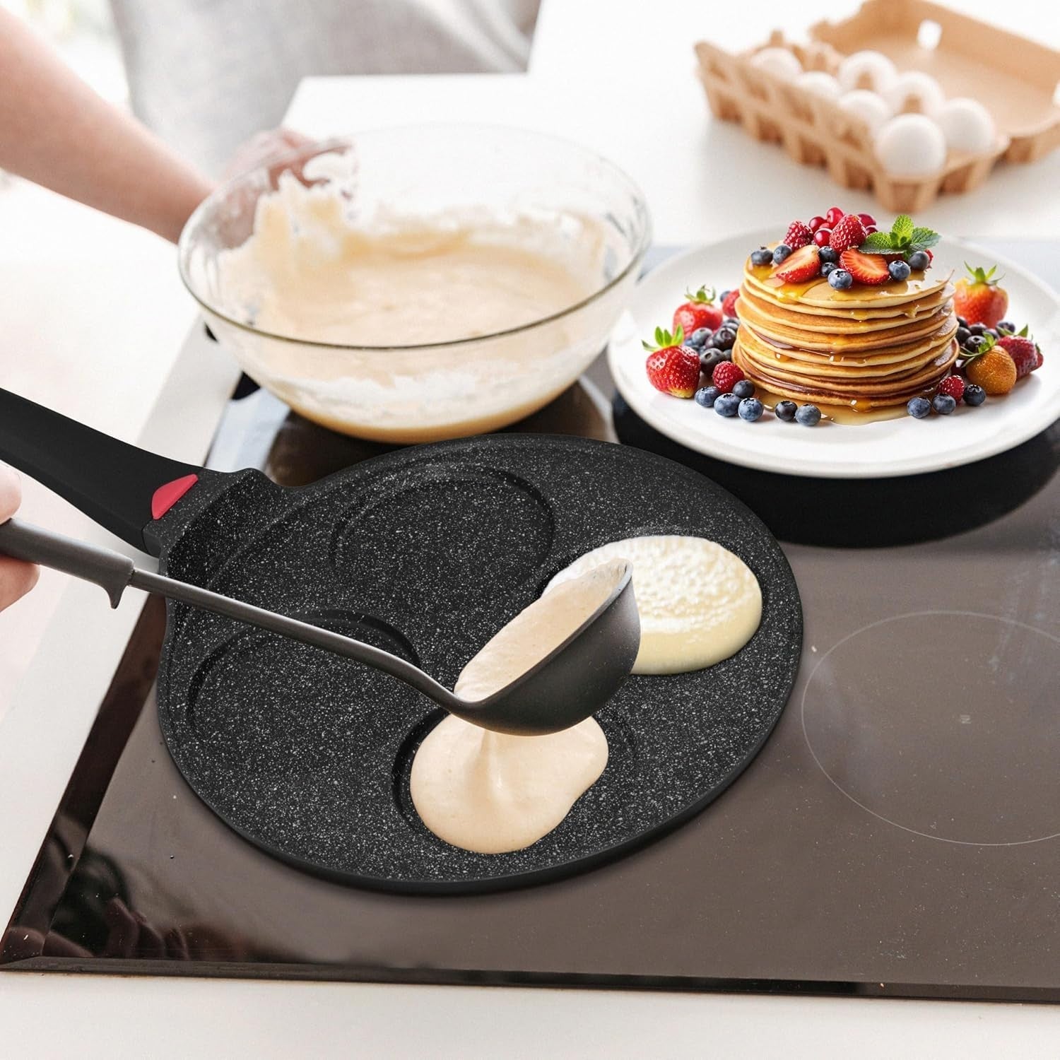 4-Hole Mini Pancake Pan Non-Stick Crepe Frying Pan Induction & Gas