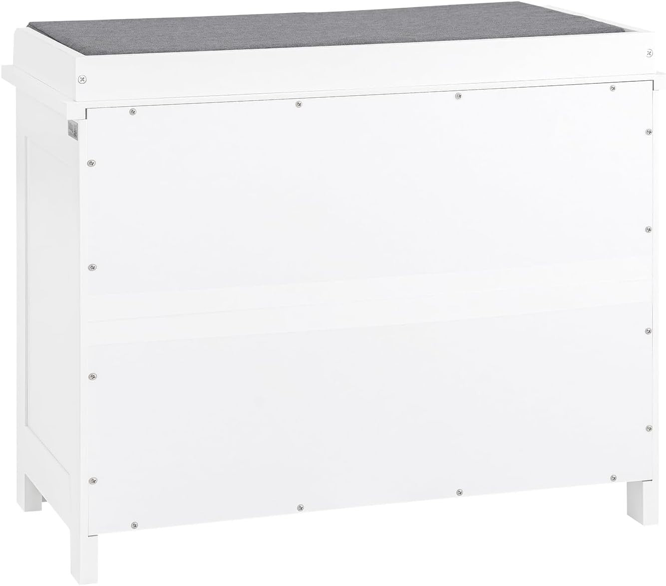 White Shoe Storage Bench with Cushion | Flip Drawer Hallway Seat Unit