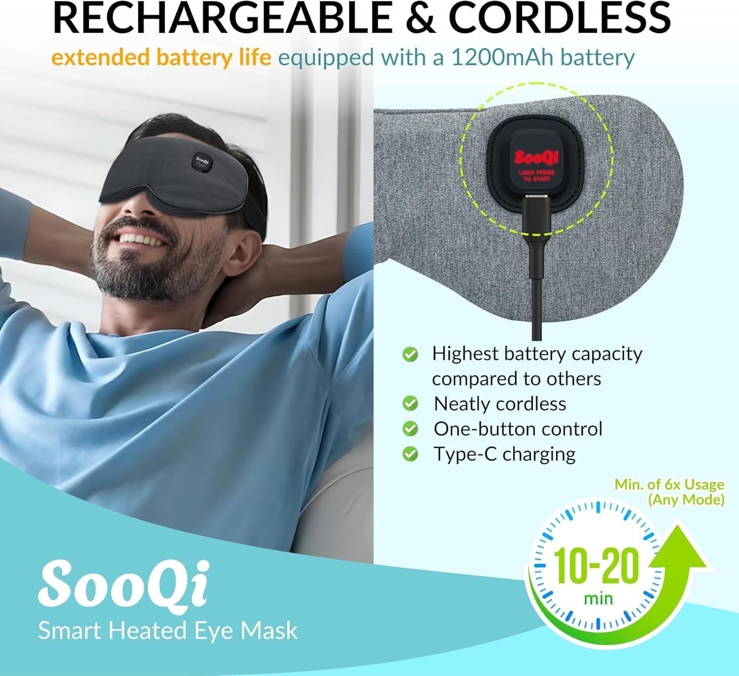 Rechargeable Heated Eye Mask Weighted Dry Eye Sleep Relief