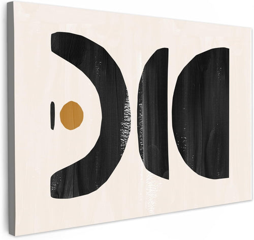 Large Abstract Canvas Wall Art 120x80cm Black Beige Modern Room Decor