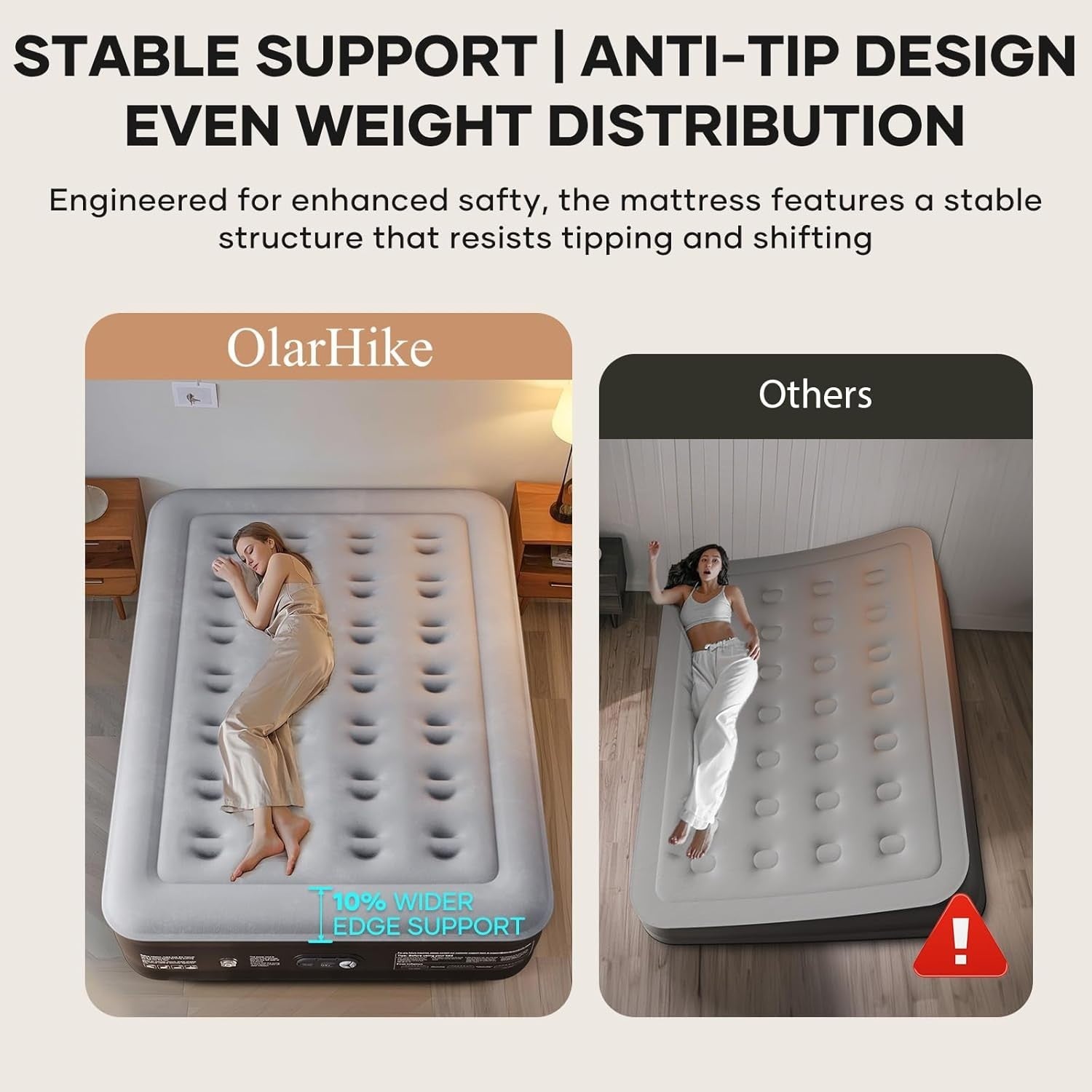 Double Air Bed Inflatable Mattress Built In Pump 50cm High Guest Bed