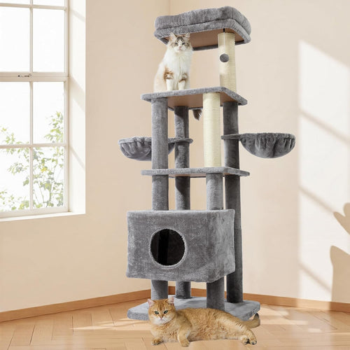 Large Cat Tree Tower 165cm 6 Level Scratching Post Condo Play Centre