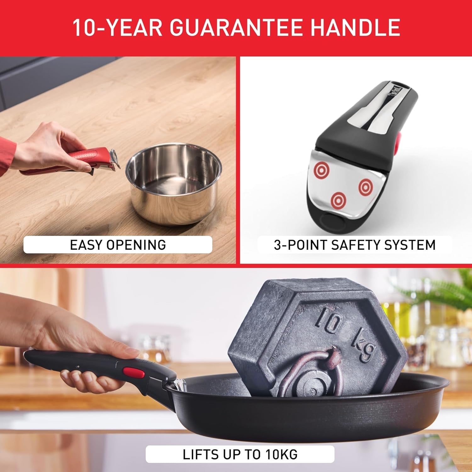 7pcs Non Stick Saucepan Set 16/18/20cm with Lids & Removable Handle Easy Clean