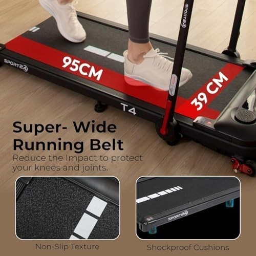 Sport24 Foldable Walking Treadmill 1-12km/h Incline LED Bluetooth