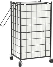 100L Rolling Laundry Hamper with Wheels & Removable Bag Metal Frame Black White