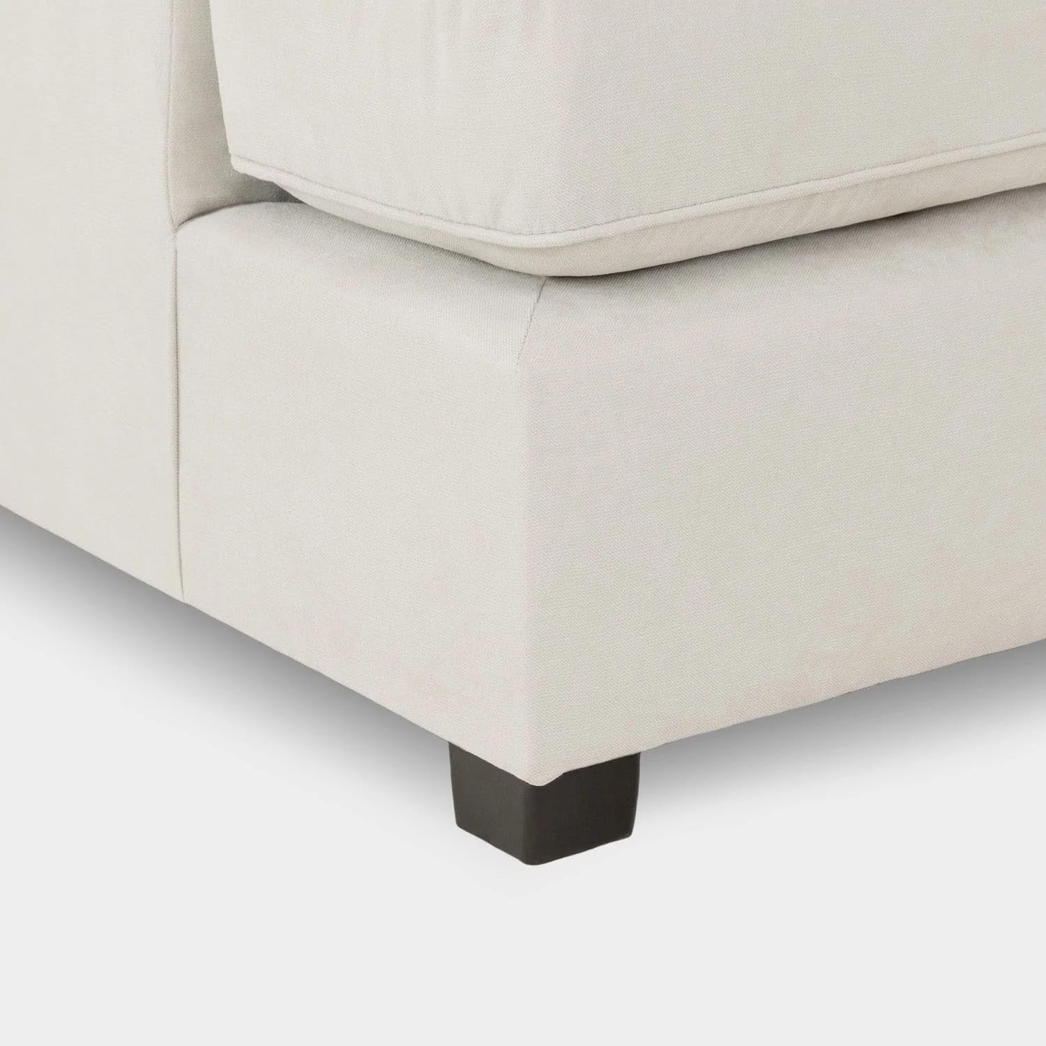 Cream Velvet U-Shaped Modular 5 Seater Sofa - Cinema Corner + Footstool