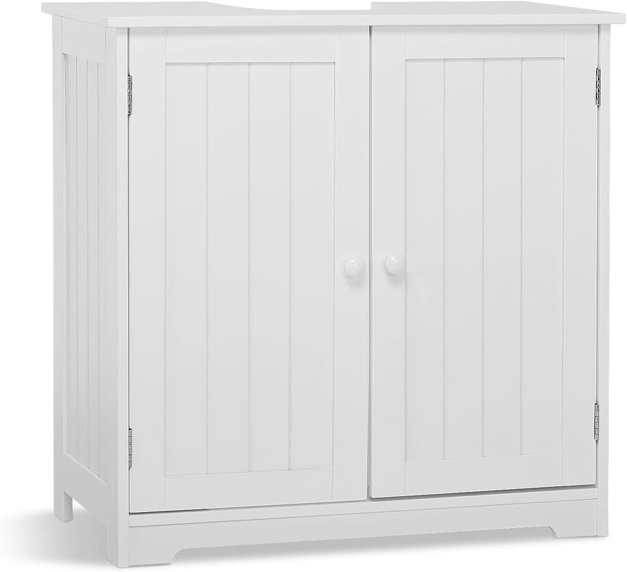 White Under Sink Bathroom Cabinet 60x30x60cm | Shaker Doors & Storage Shelf