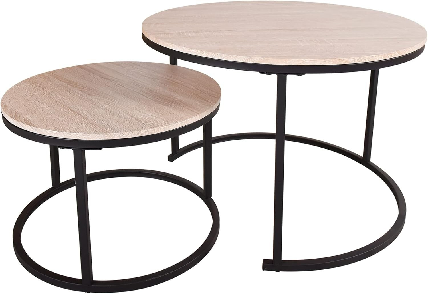 Nesting Coffee Table Set Wood Round Storage Side End Tables for Living Room
