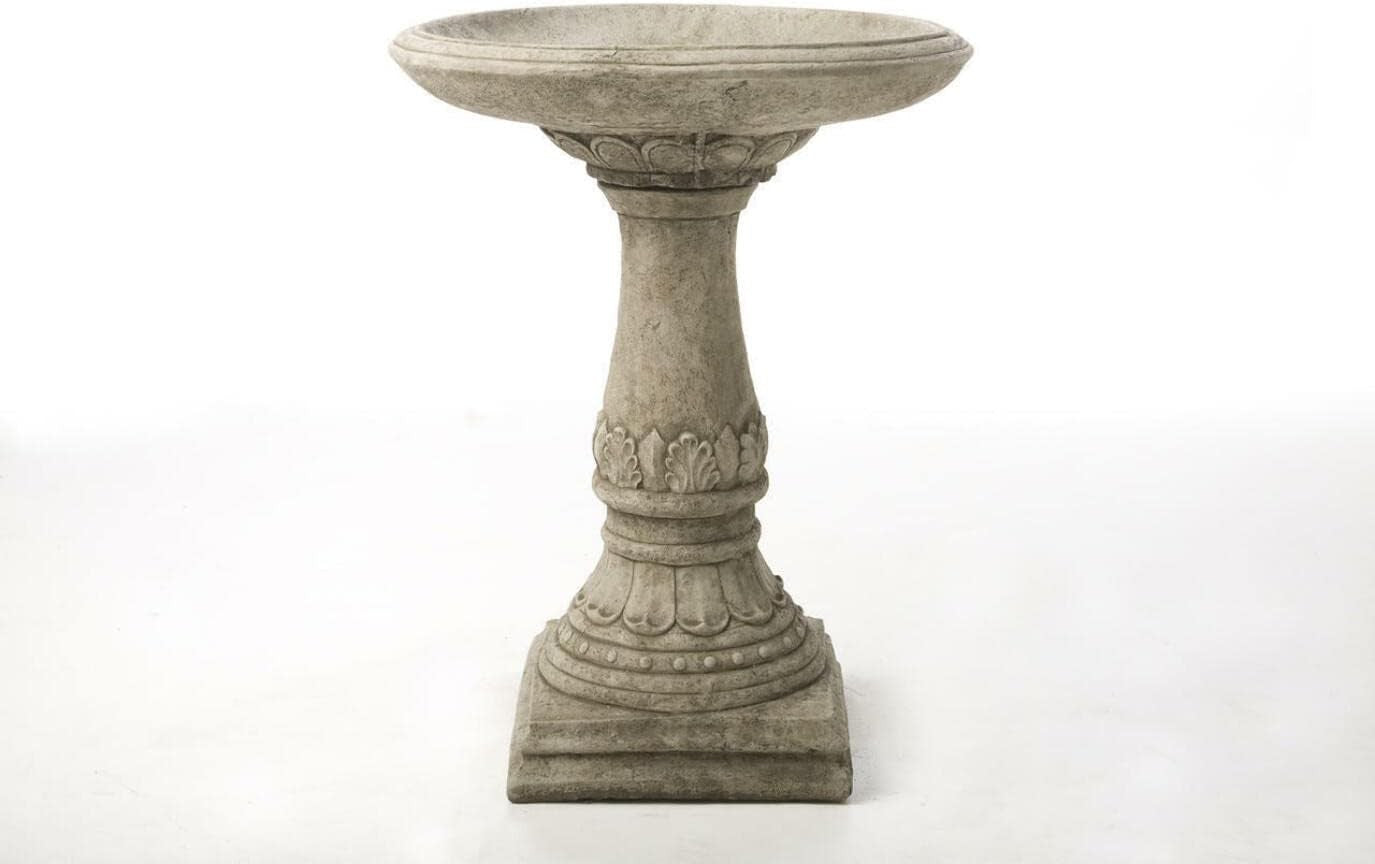 Stone Bird Bath 70kg Square Pedestal Garden Ornament | Hand Finished Sculpture