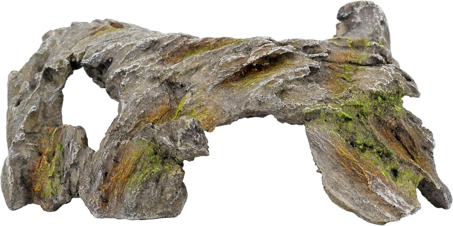 Aquarium Weathered Wood Cave Ornament 287mm Resin Swim-Through Fish Hide Decor