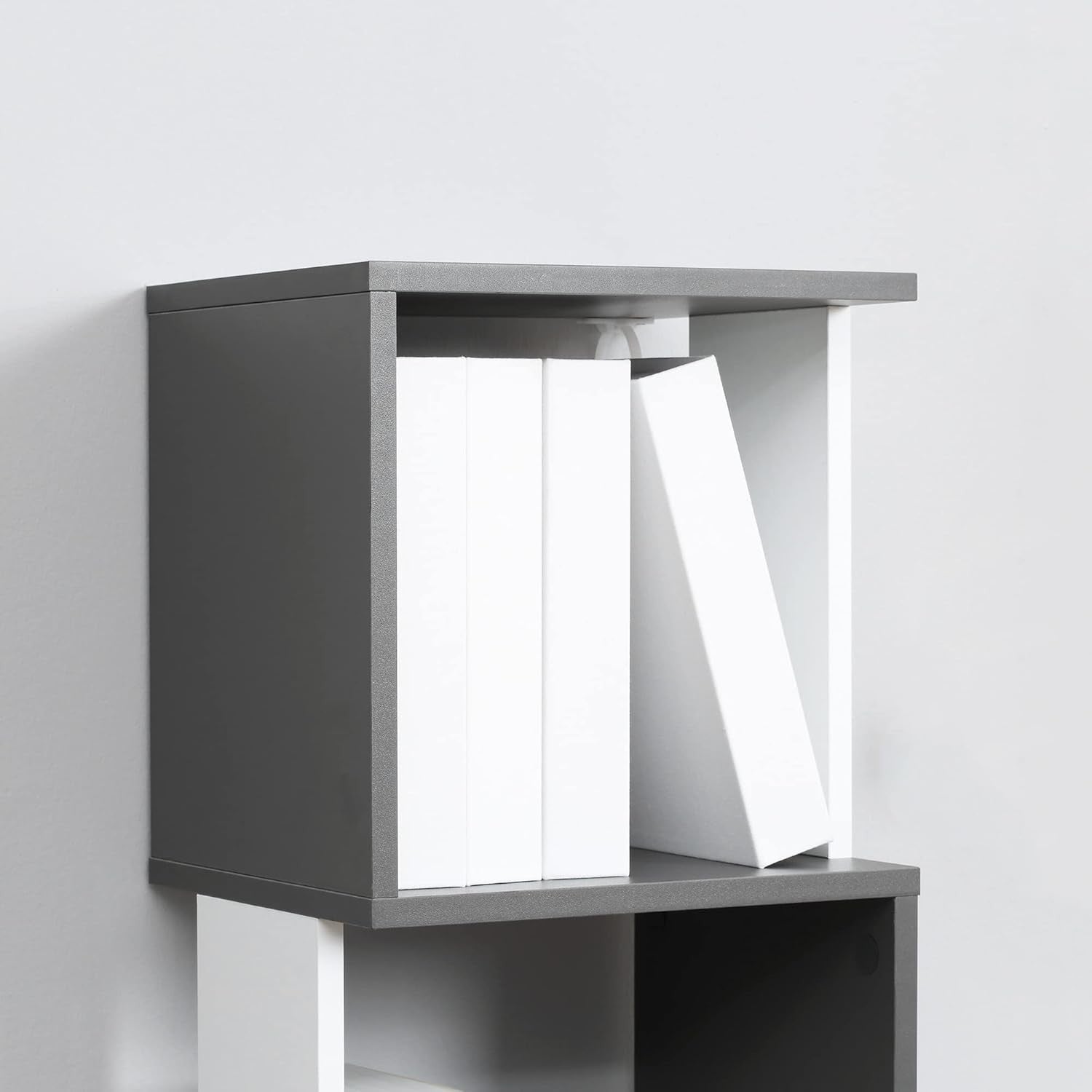 Modern 5-Tier Bookcase Storage Unit with Open Shelves – White & Grey