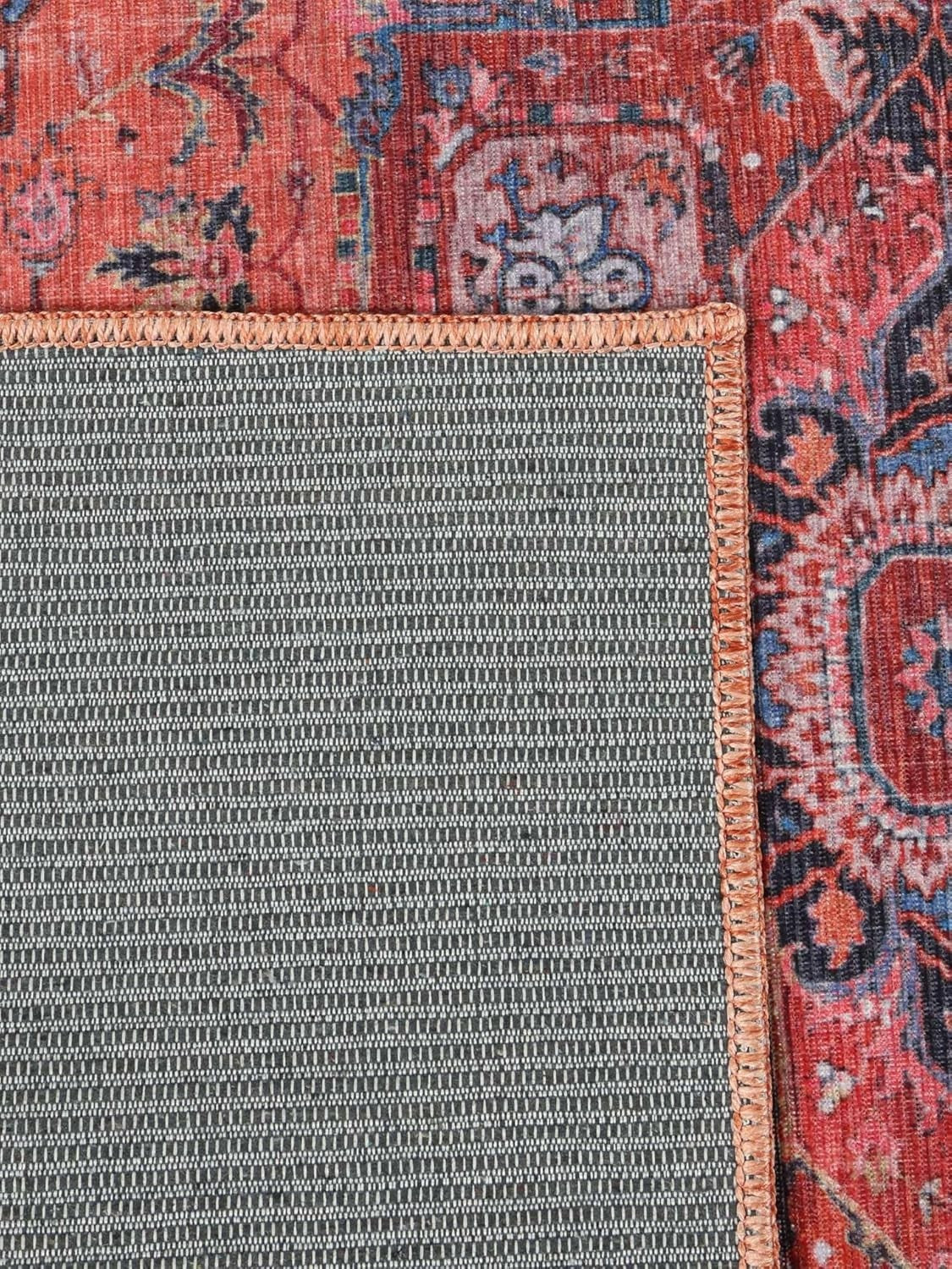 Large Oriental Area Rug 300x400cm Red Blue Low Pile Machine Washable