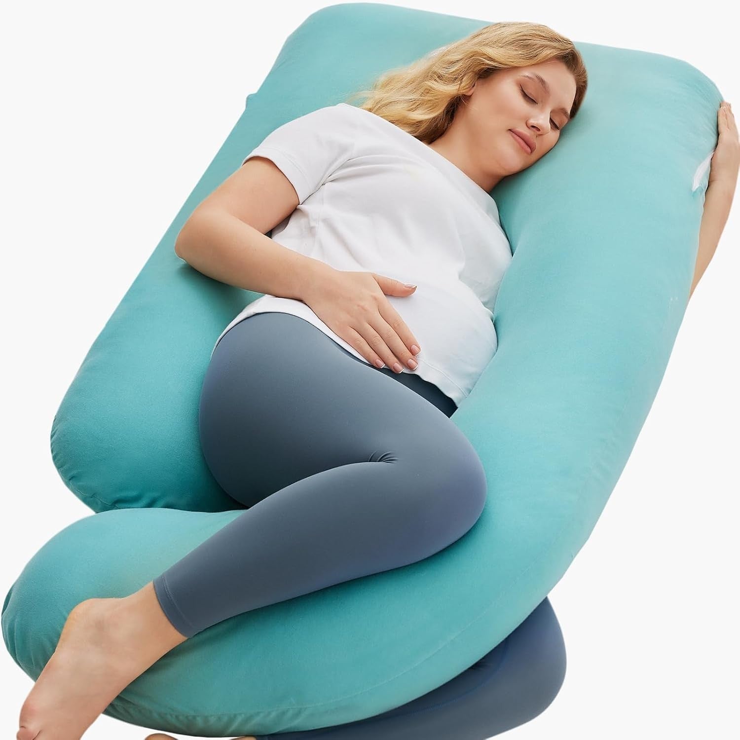U Shaped Pregnancy Pillow 57” Full Body Maternity Support Cotton Cover
