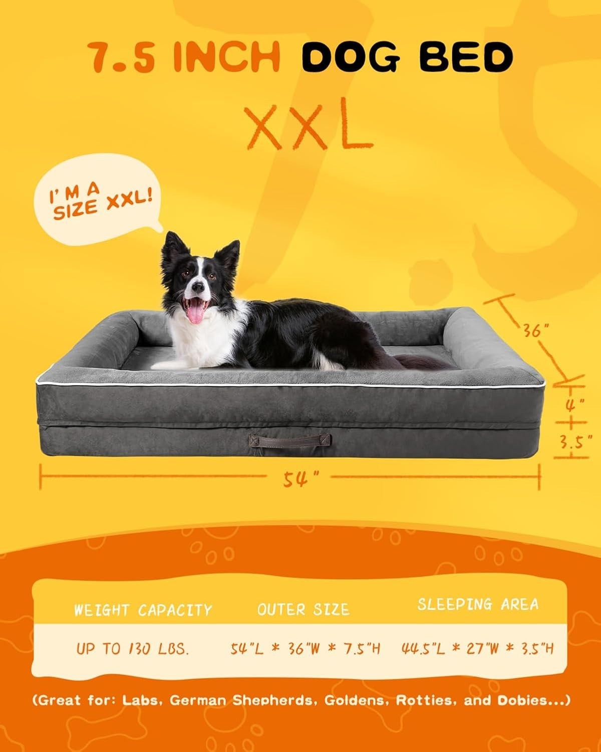 XXL Orthopedic Dog Bed 137x91cm Waterproof Washable