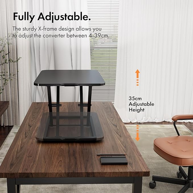 Sit Stand Desk Converter Height Adjustable X Frame Laptop Riser Home Office