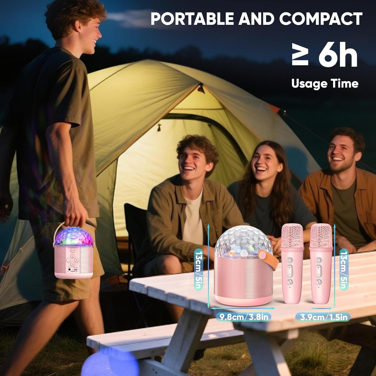 Girls Karaoke Machine with 2 Mics LED Party Speaker Gift