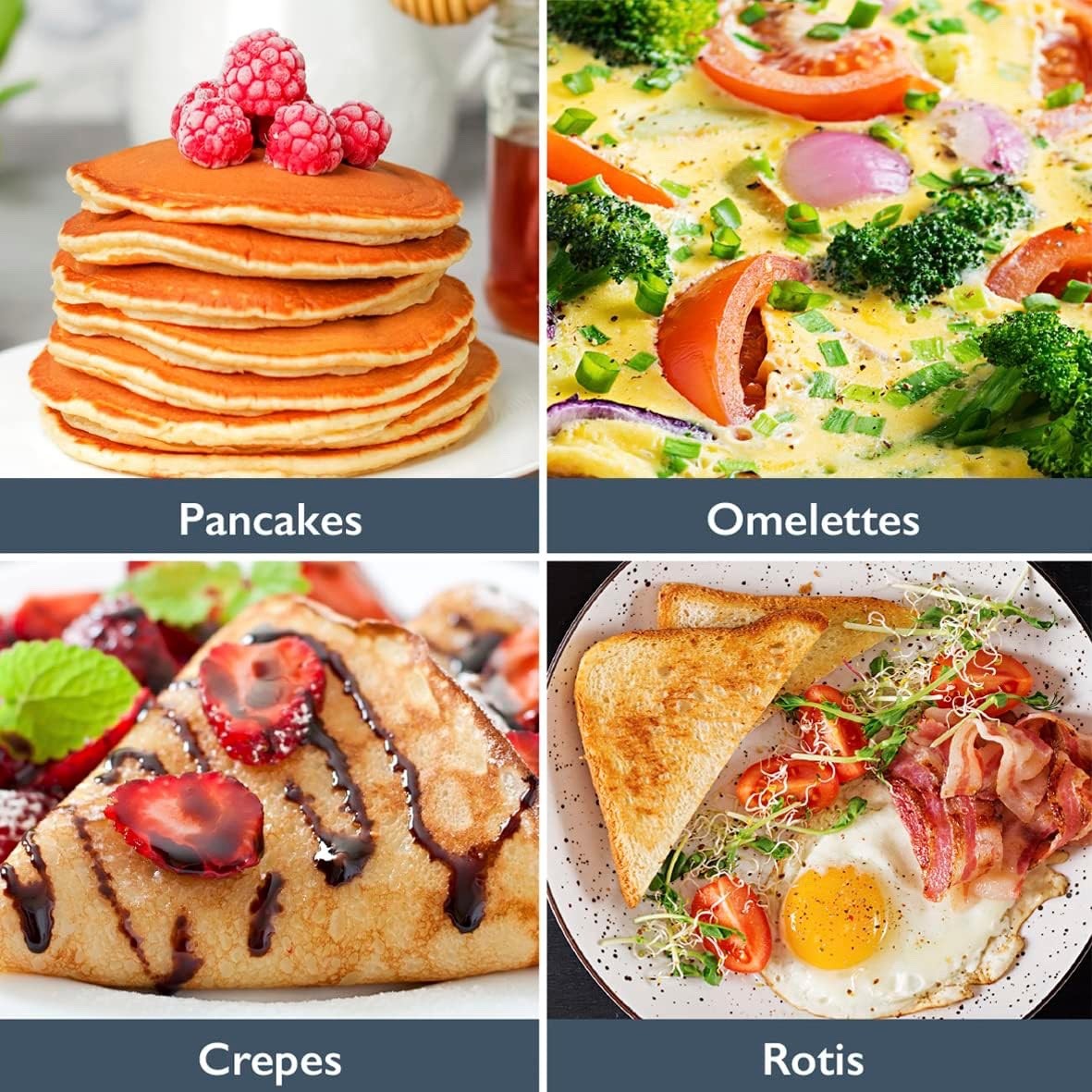 26cm Black Non-Stick Pancake Pan for Crepe, Omelette Frying Pan Induction Safe