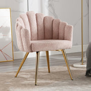 Pink Fabric Accent Armchair with Gold Legs – Modern Finger-Back Lounge Chair