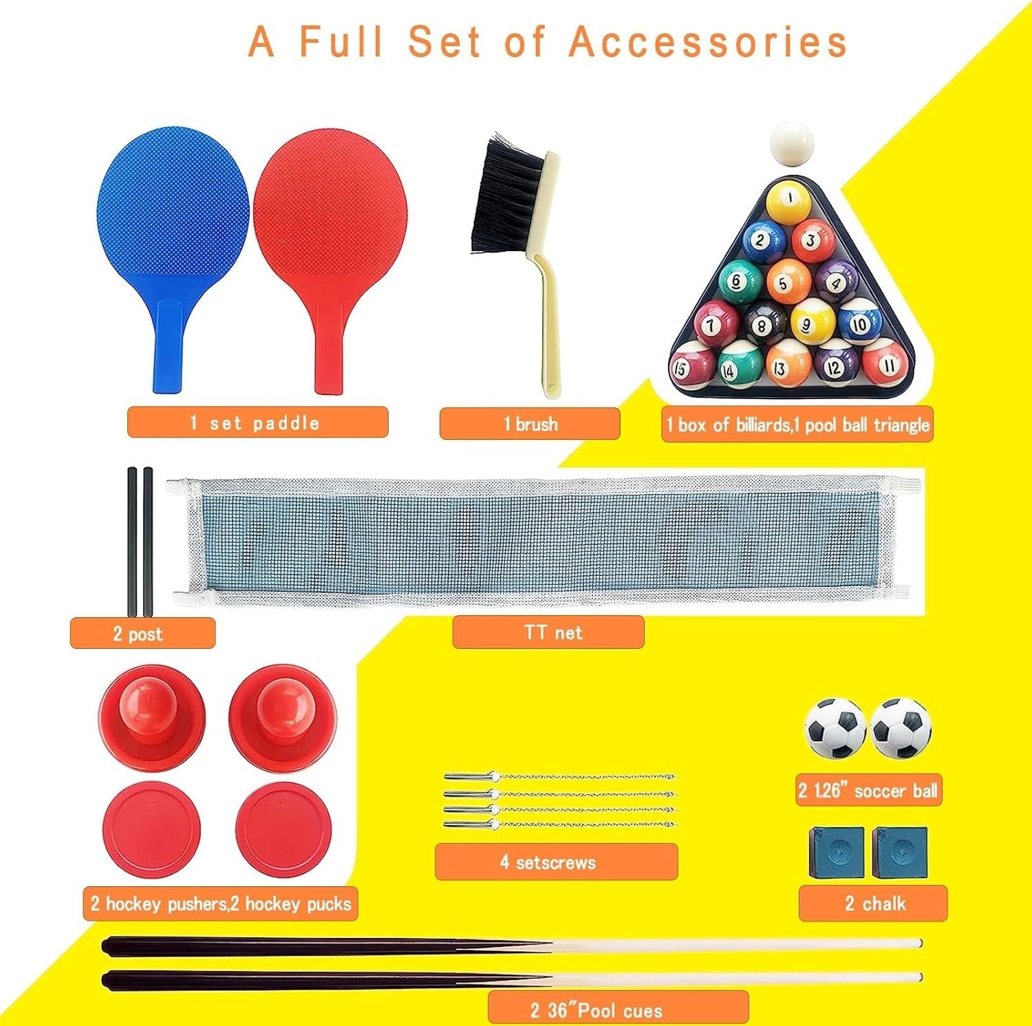 4ft 4-in-1 Multi Game Table Pool Foosball Hockey Ping Pong