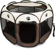 BIGWING Style Foldable Pet Playpen Portable Puppy Dog Cat Cage L Coffee