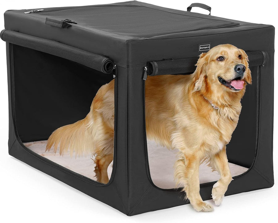 Soft Sided Dog Kennel Travel Crate with Thick Mat, Breathable Mesh 100x64x63cm