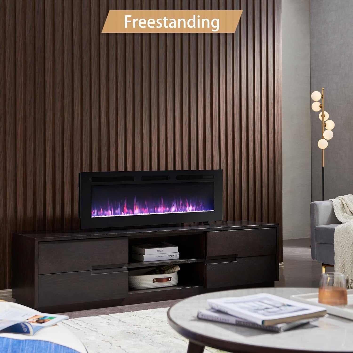 50" Wall Mounted Electric Fireplace Heater 9 Flame LED Remote 1800W