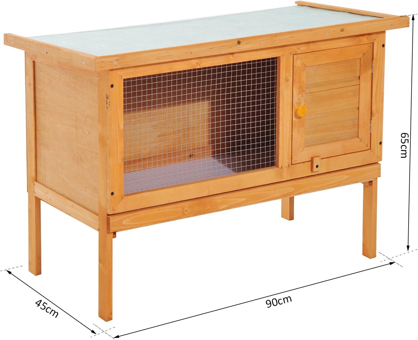 Wooden Rabbit Hutch Outdoor Elevated Guinea Pig Cage with Sliding Tray