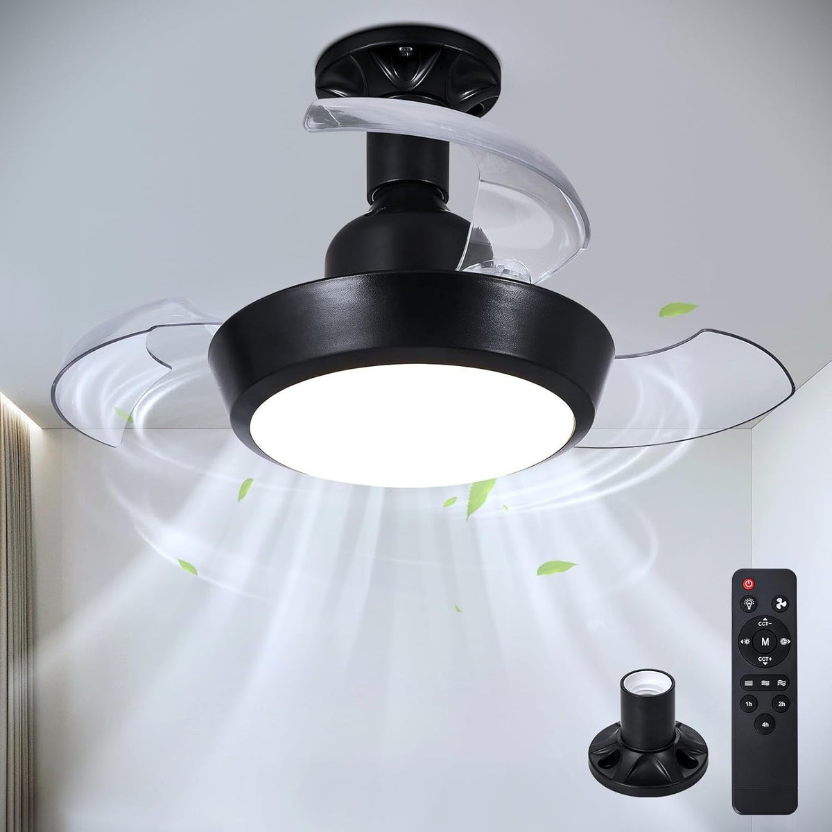 HARPER LIVING 30W Ceiling Fan with Lights, Retractable Blades, Remote
