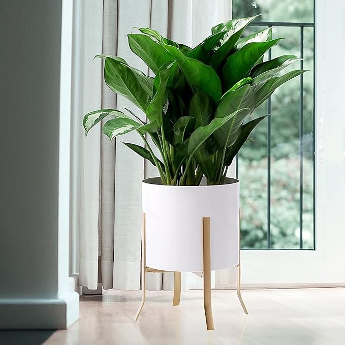 Adjustable Gold Metal Plant Stand Indoor Outdoor Fits 8–12 Inch Flower Pots