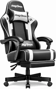 Ergonomic Gaming Chair Black Reclining Office Chair with Footrest & Lumbar Suppo