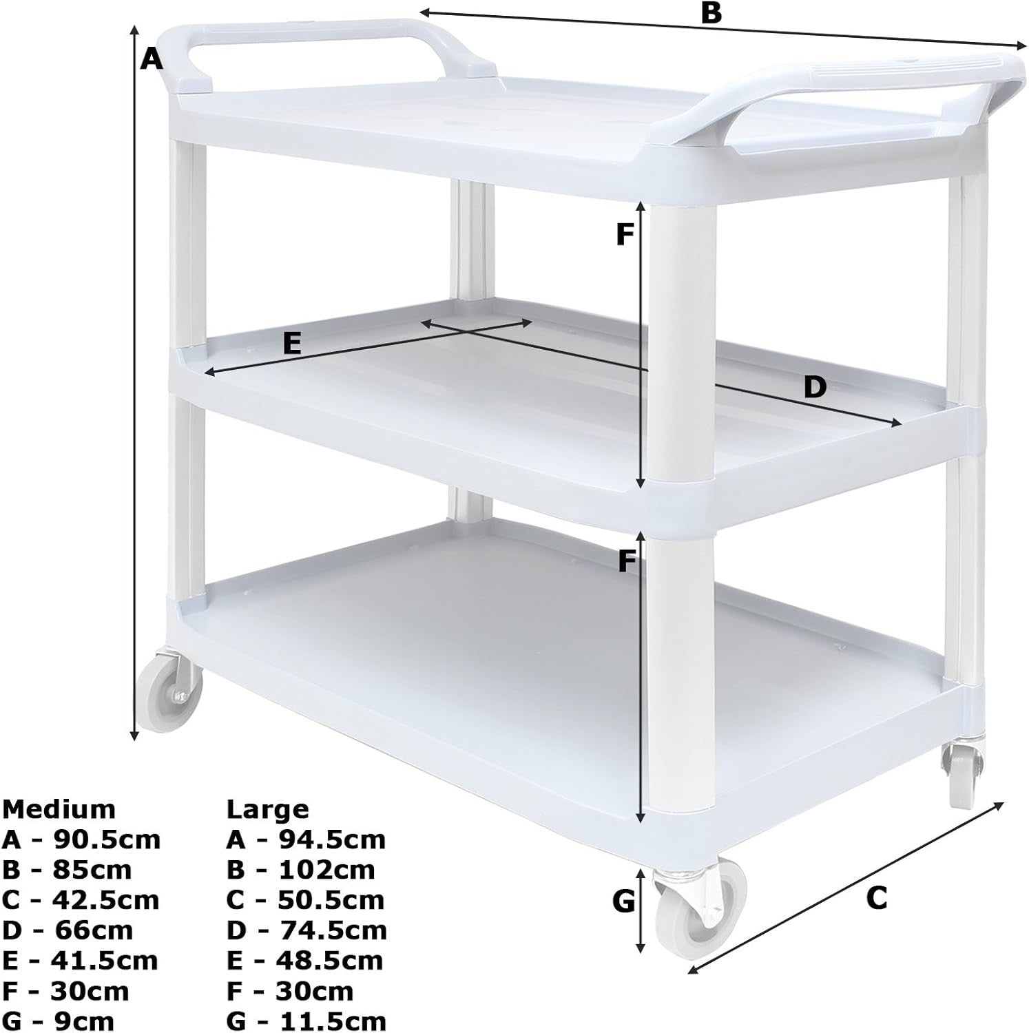 3 Tier Serving Trolley on Wheels Heavy Duty Tea Cart Kitchen Utility Black