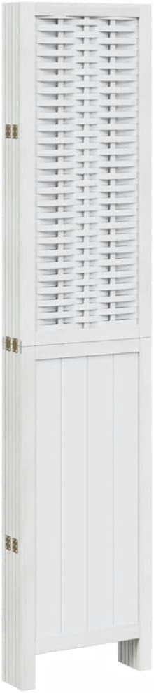 White 6 Panel Folding Room Divider Screen – Solid Wood & Bamboo Privacy Partitio