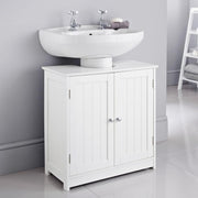 White Under Sink Bathroom Cabinet with Shelf & 2 Doors 60x30x60cm