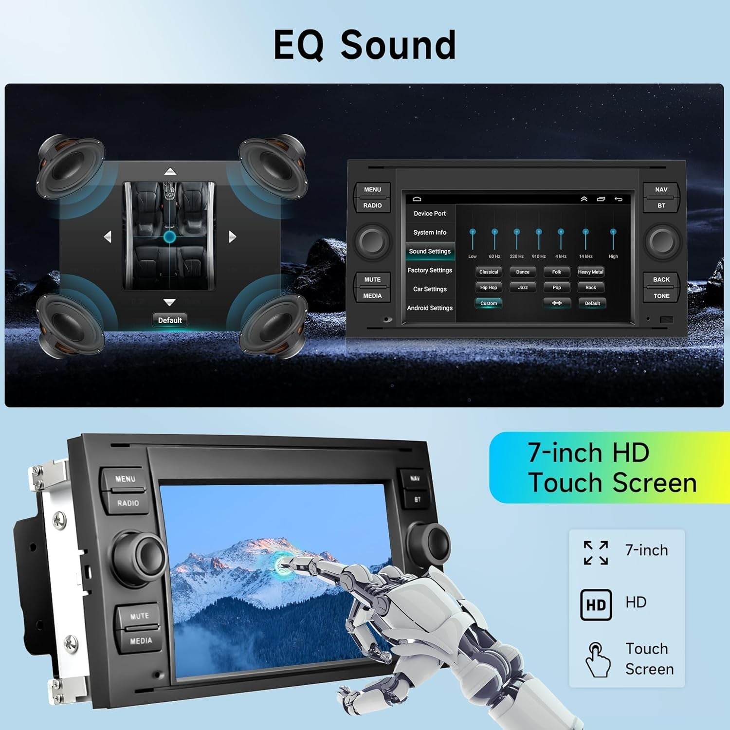 7" Android Car Stereo GPS WiFi Bluetooth FM Radio w/ Backup Camera