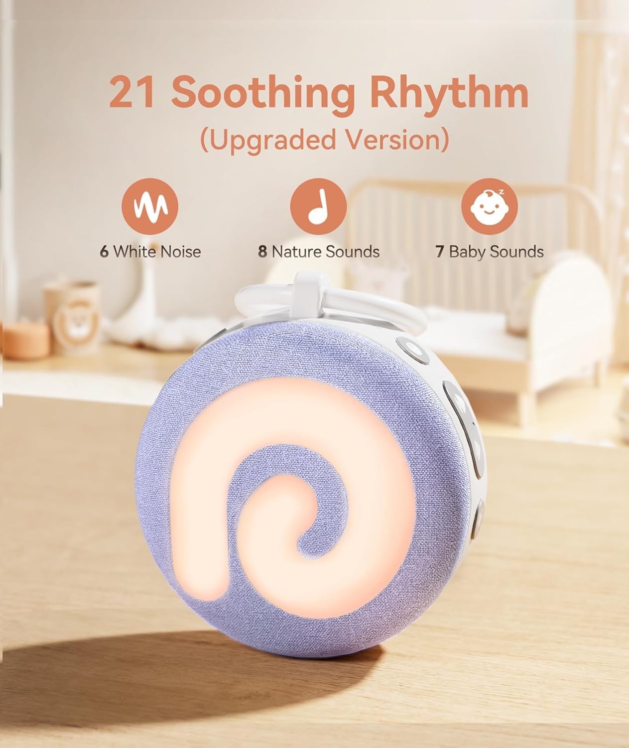 Portable White Noise Sound Machine Baby Sleep Aid Night Light Rechargeable