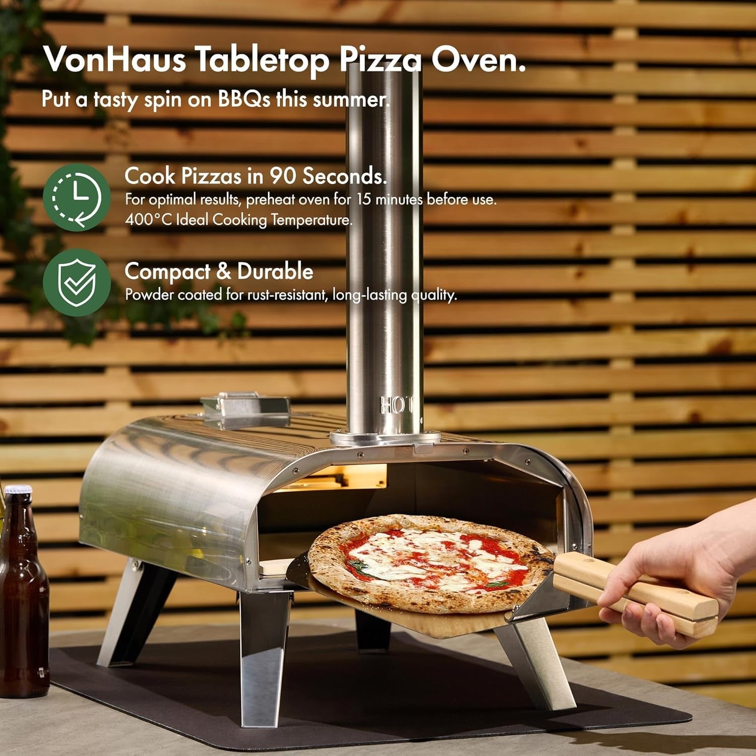 12" Outdoor Wood Fired Pizza Oven with Peel, Cutter, Board & Cover Set