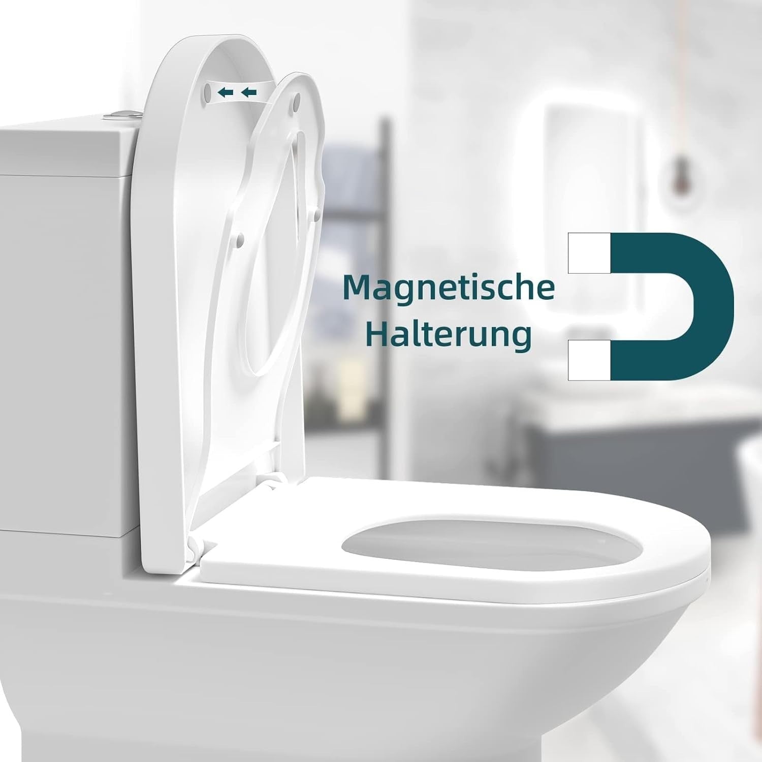 Family Toilet Seat Soft Close D-Shape Quick Release Removable Child Seat White
