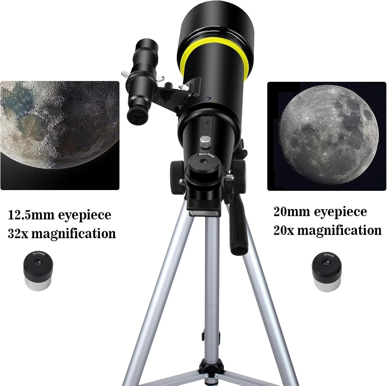 70mm Refractor Telescope for Beginners, Portable AZ Mount with Tripod