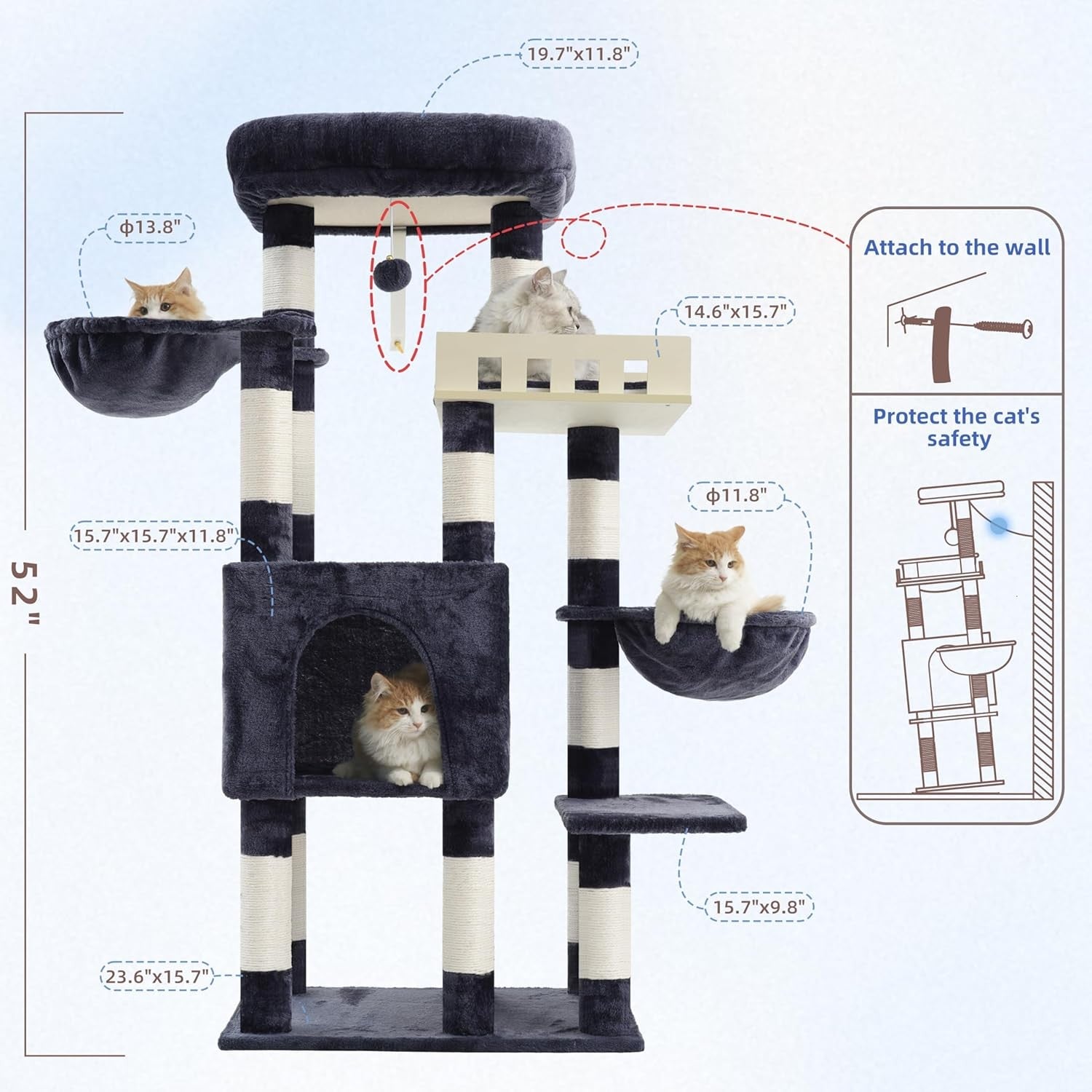 Heavy Duty Cat Tree Tower Large Cats Condo Hammock Scratching Posts