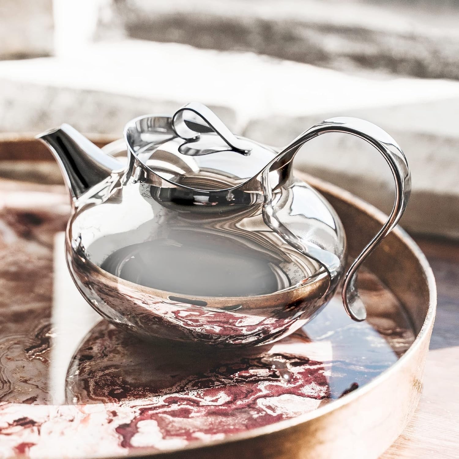 Stainless Steel Teapot 900ml Non Drip Tea Pot Stay Cool Handle