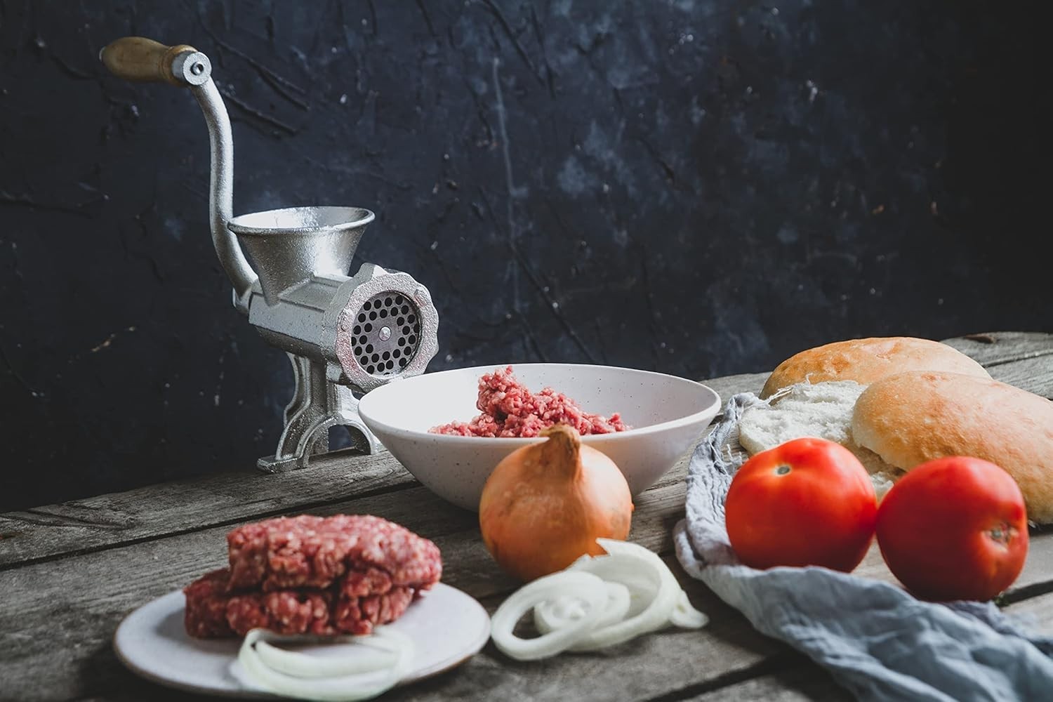 Cast Iron Meat Mincer Manual Sausage Maker Hand Crank Grinder No 5