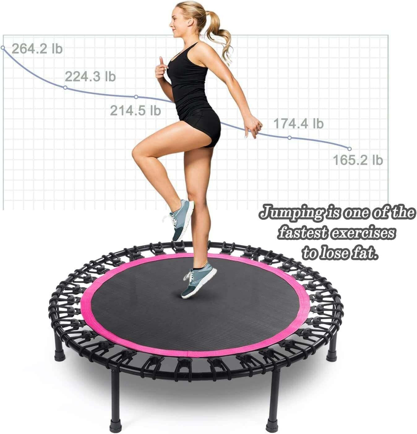 40in Bungee Rebounder Trampoline Adjustable Safety Bar 330LB