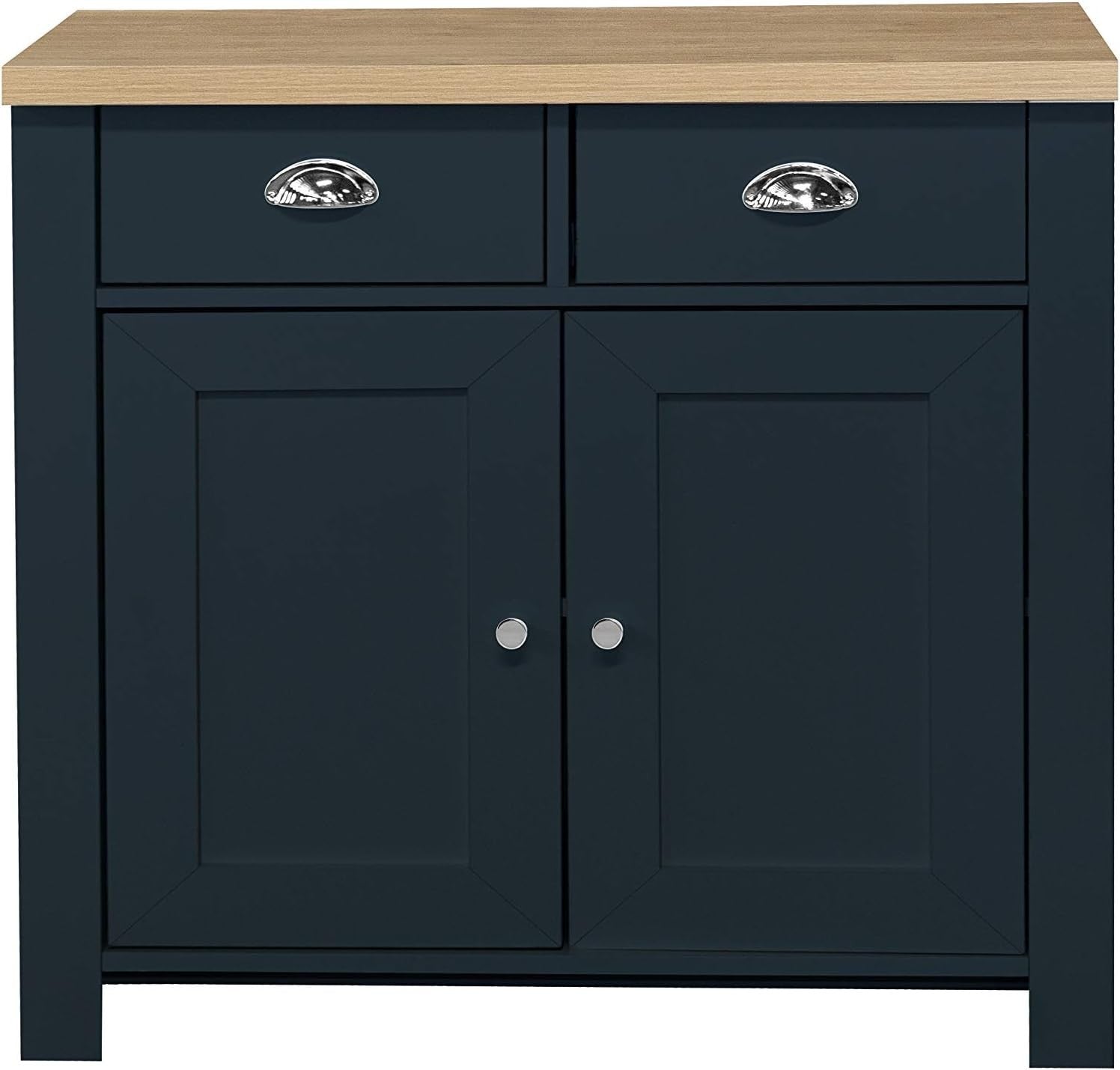 Blue Oak Sideboard 2 Drawer Storage Unit Cupboard Shabby Chic Cabinet