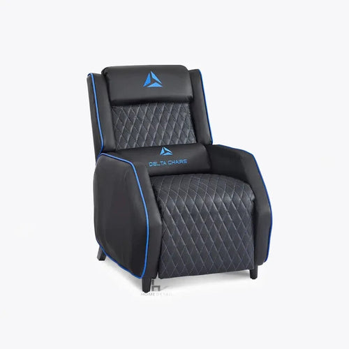 Reclining Gaming Chair Faux Leather Armchair with Footrest Black Blue