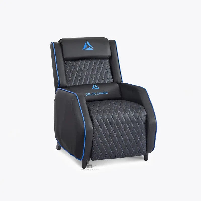 Reclining Gaming Chair Faux Leather Armchair with Footrest Black Blue