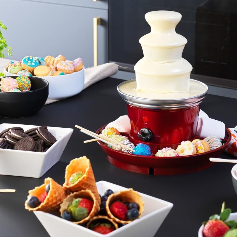 3-Tier Chocolate Fountain Party Dipper 90W Skewers Tray Gift
