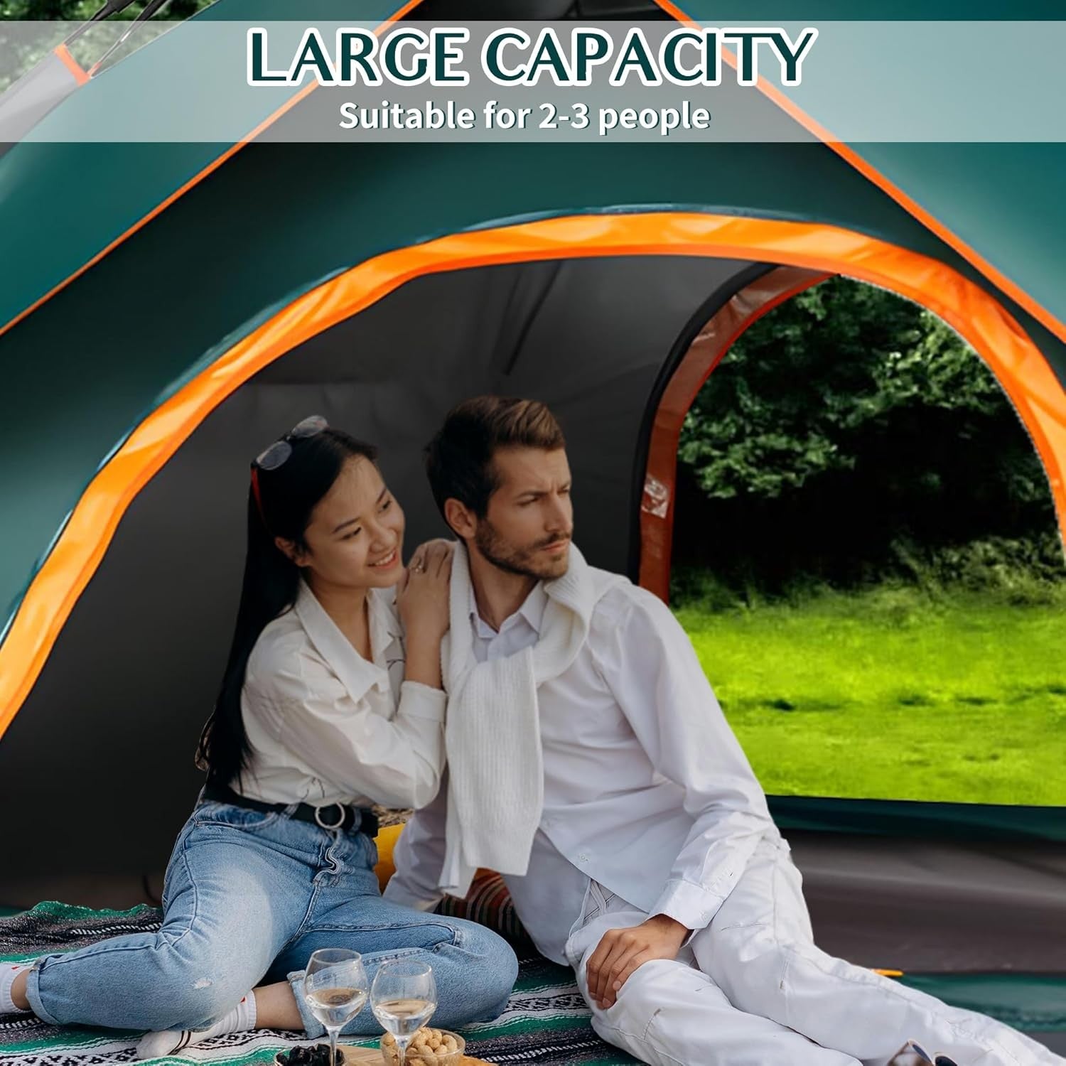 2-3 Person Pop Up Camping Tent Double Layer Waterproof