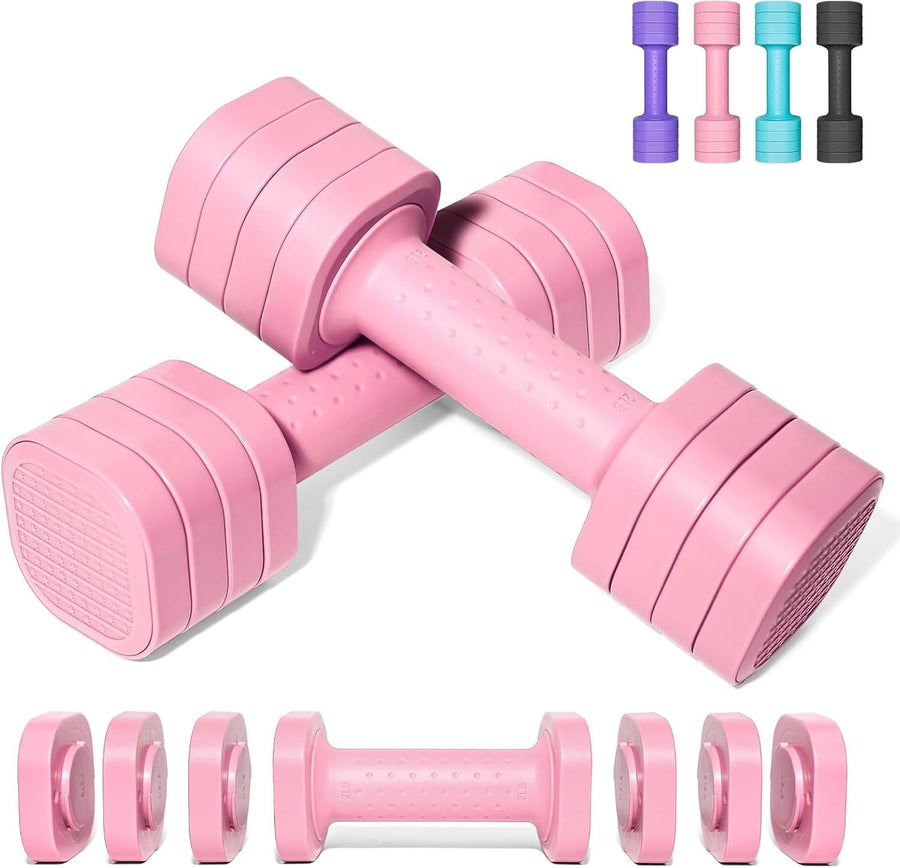4-in-1 Adjustable Hand Weights Set Non Roll Dumbbells Home Workout